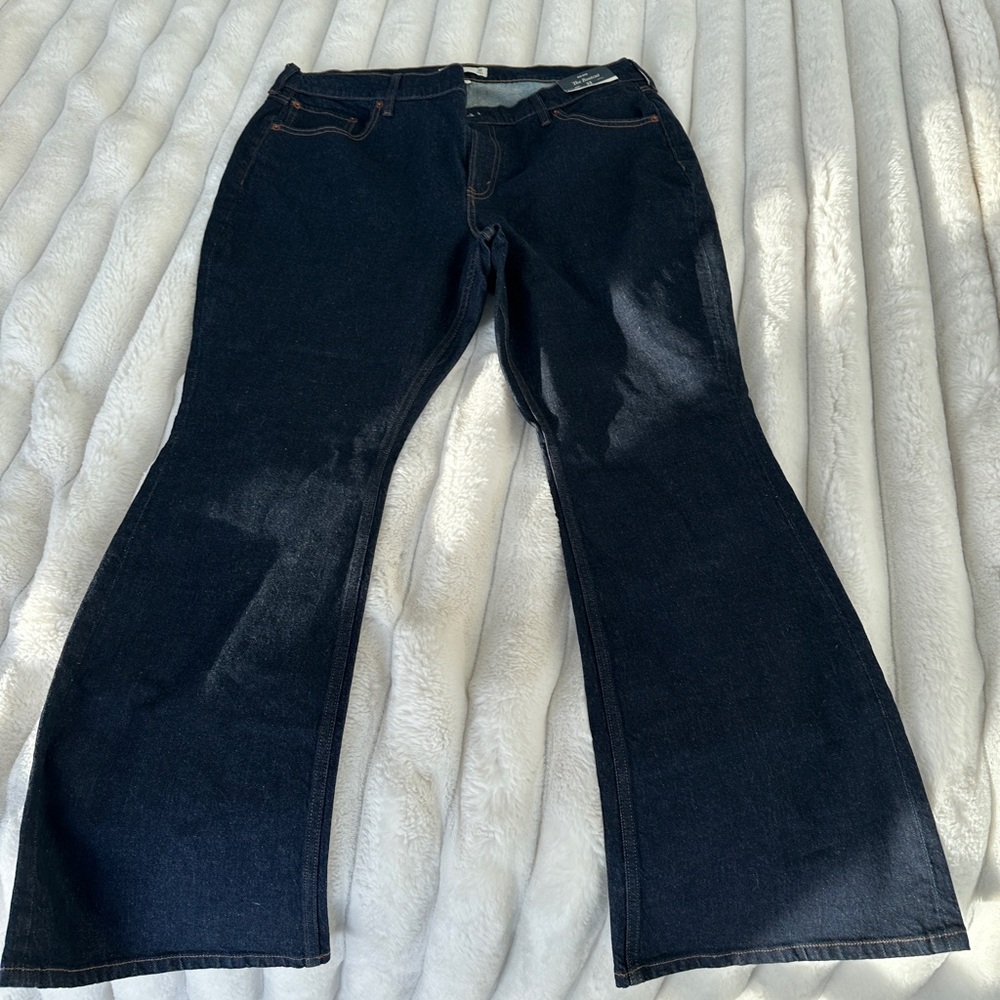 Women's Dark Blue Abercrombie and Fitch Bootcut Jeans